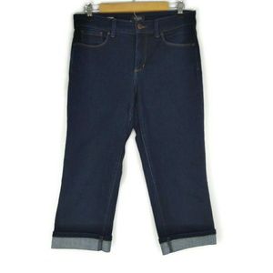 NYDJ Marilyn Crop Cuff Denim Slimming Jeans Dark Wash Size 8
